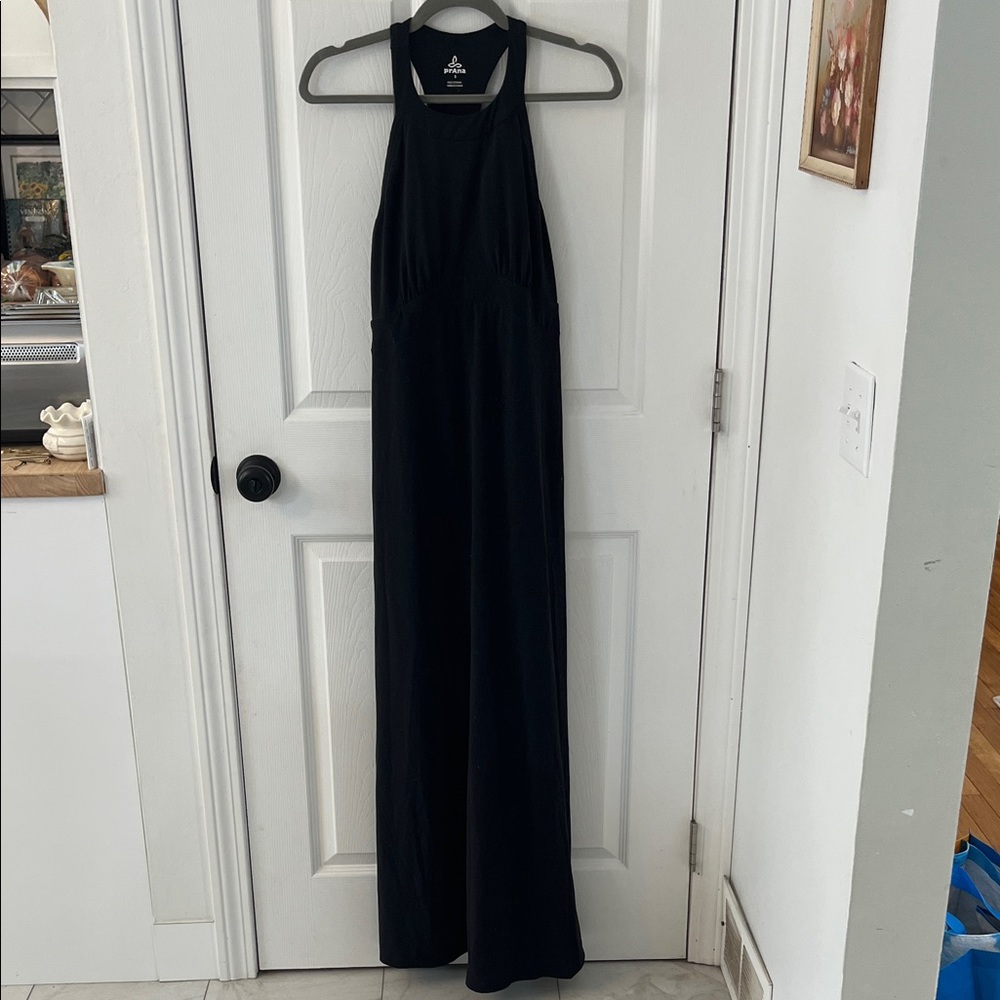 Prana Black Halter Racerback Maxi Dress